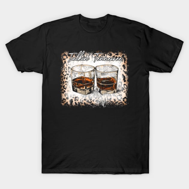 Talkin' Tennessee Glasses Wine Country Music Leopard T-Shirt by Beetle Golf
